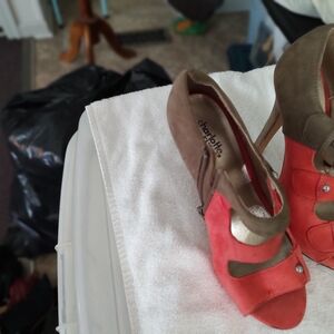 Charlotte Russe Coral and Brown Heels